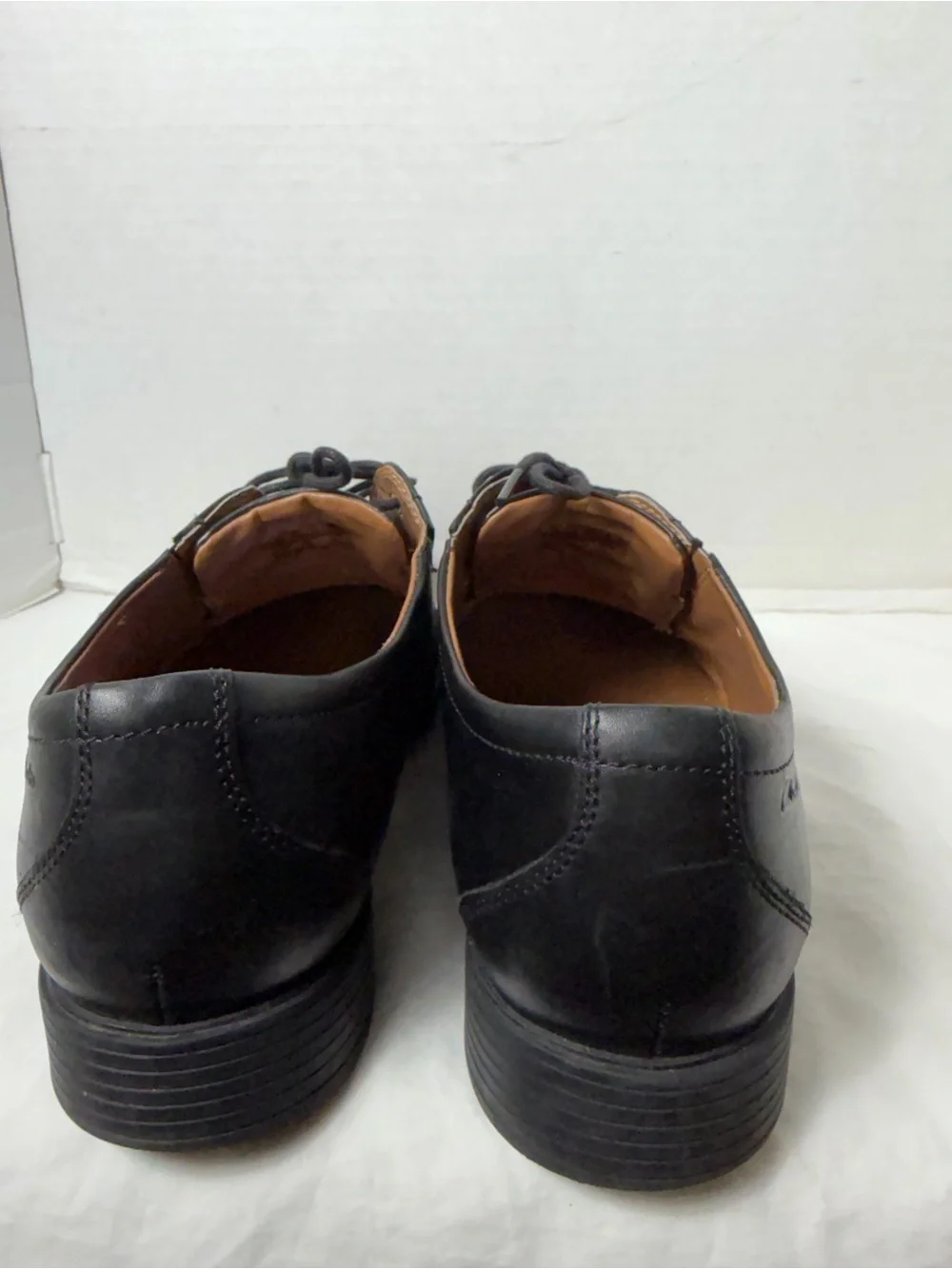 Clarks Black Leather Cap-Toe Lace-Up Loafers Men Dress Shoes size 12